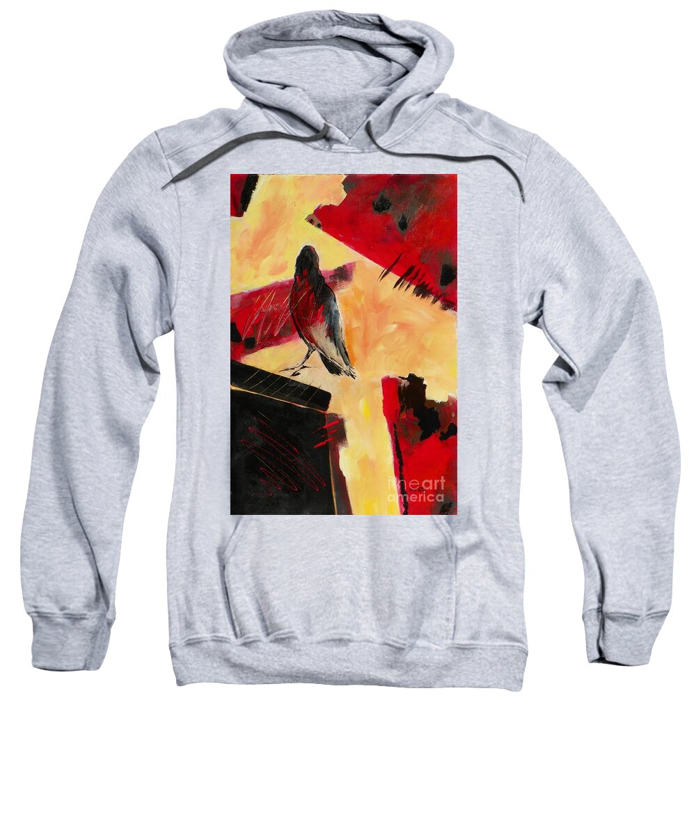 Abstract Expressionism Sweatshirt featuring the painting Raven Morgan 007 by Donna Frost