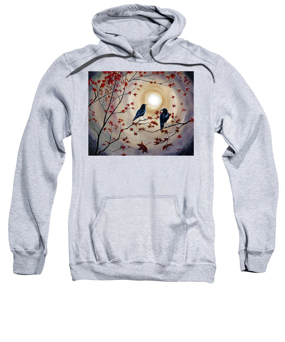 Raven Sweatshirt featuring the painting Ravens in Autumn by Laura Iverson