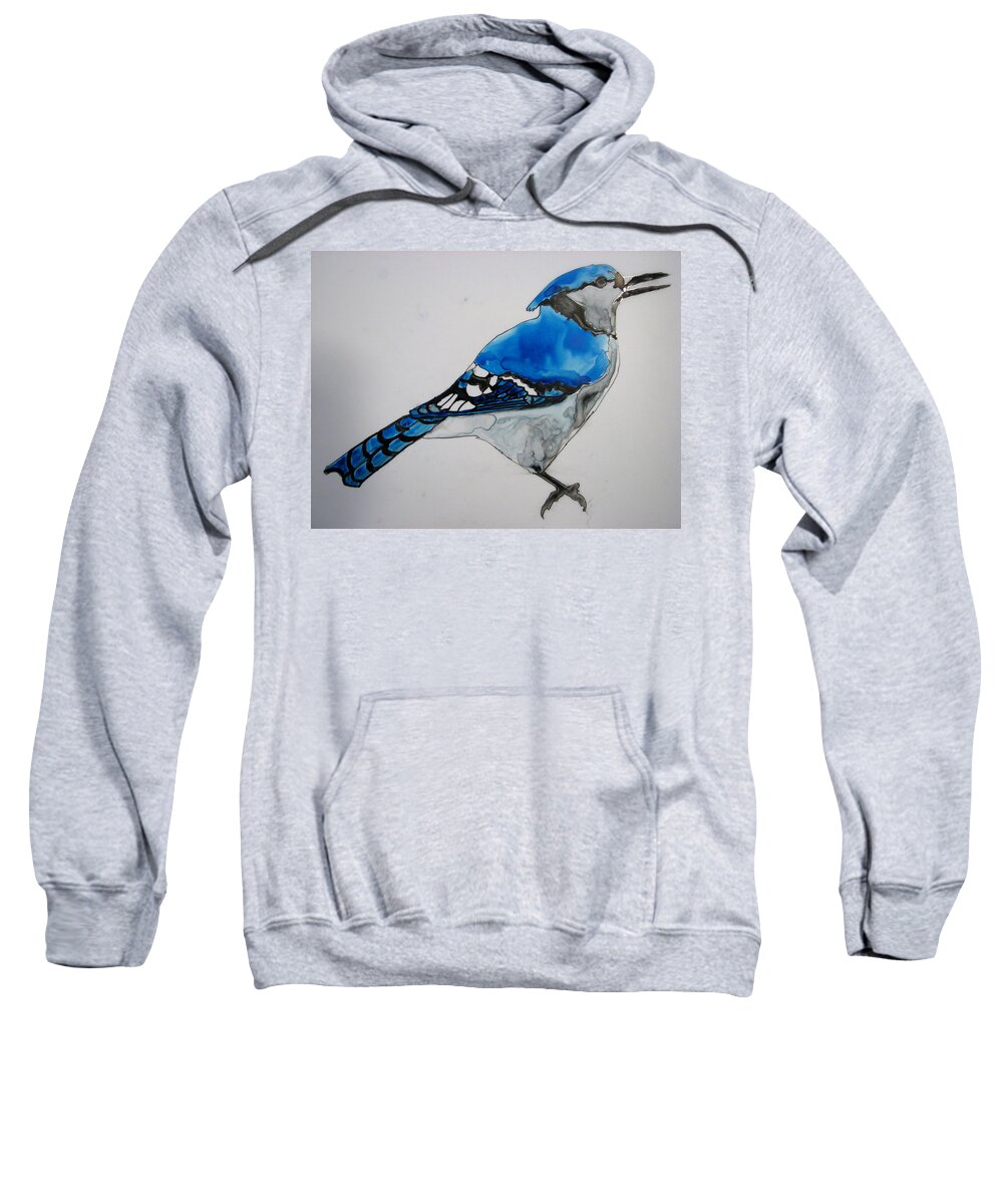 Birds Sweatshirt featuring the painting Ready Blue by Patricia Arroyo
