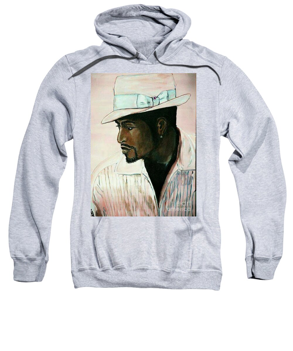  Sweatshirt featuring the painting Real Man wear Pink Hat series by Tyrone Hart