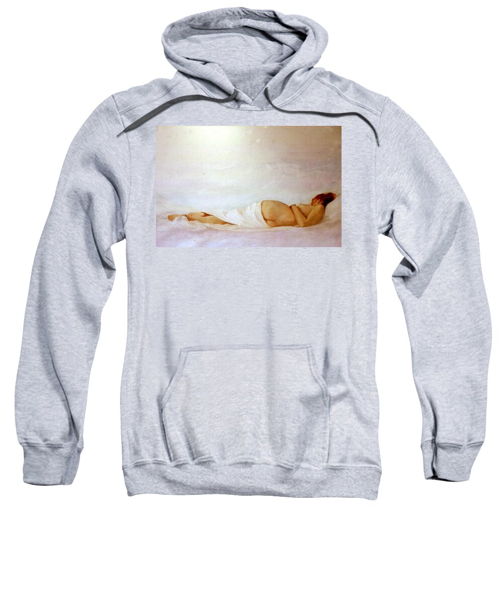 Reclining Nude Sweatshirt featuring the painting Reclining Nude 2 by David Ladmore