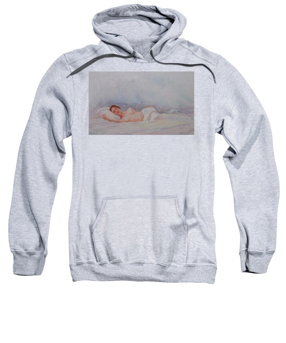 Reclining Nude Sweatshirt featuring the painting Reclining Nude 3 by David Ladmore