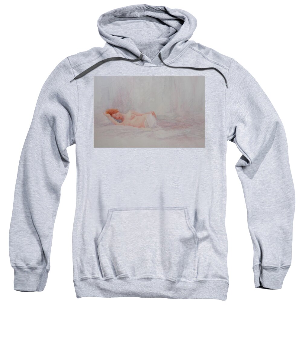 Reclining Nude Sweatshirt featuring the painting Reclining Nude 4 by David Ladmore