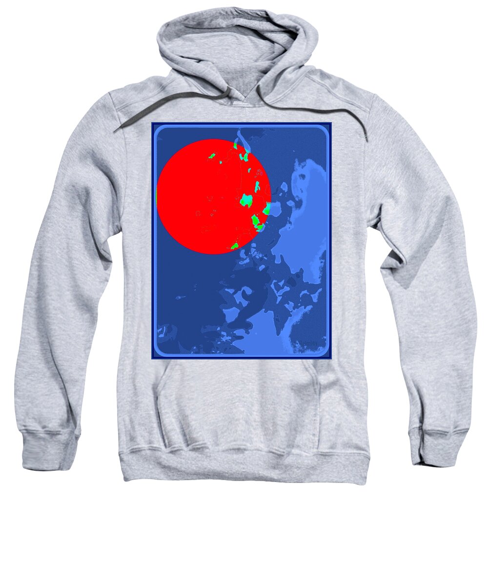 Red Sweatshirt featuring the digital art Red Moon by Lessandra Grimley