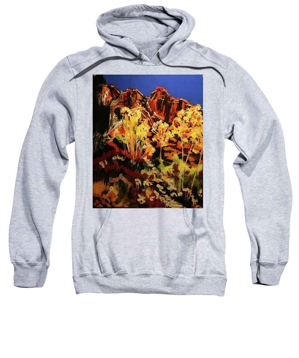 Impressionistic Sweatshirt featuring the painting Red Rocks Aspen by Marilyn Quigley