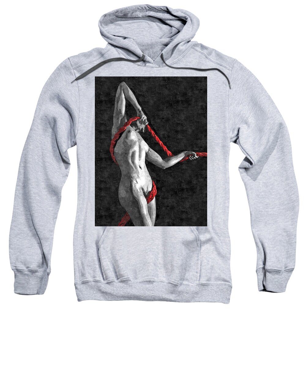Red ropes - abstract bdsm, bondage play nude Adult Pull-Over Hoodie by BDSM  Love - Fine Art America