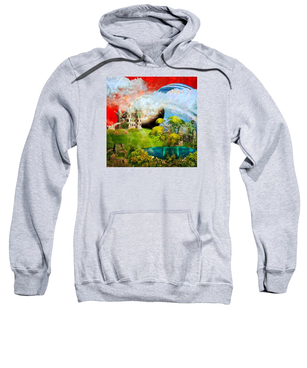 Fantasy Sweatshirt featuring the painting Red Sky Dreams by Ally White
