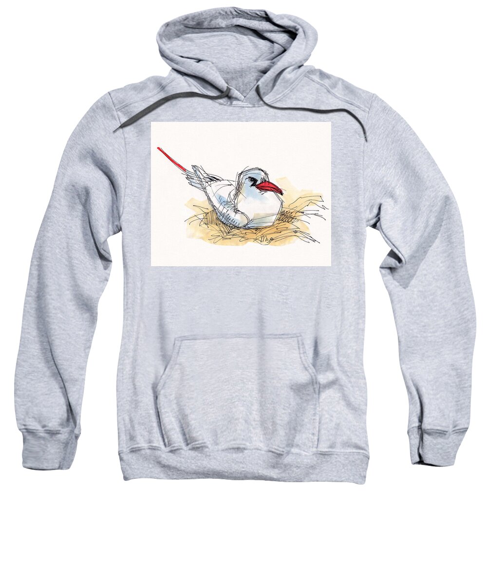 Red-tailed Tropicbird Sweatshirt featuring the painting Red-tailed Tropicbird on Aitutaki by Judith Kunzle