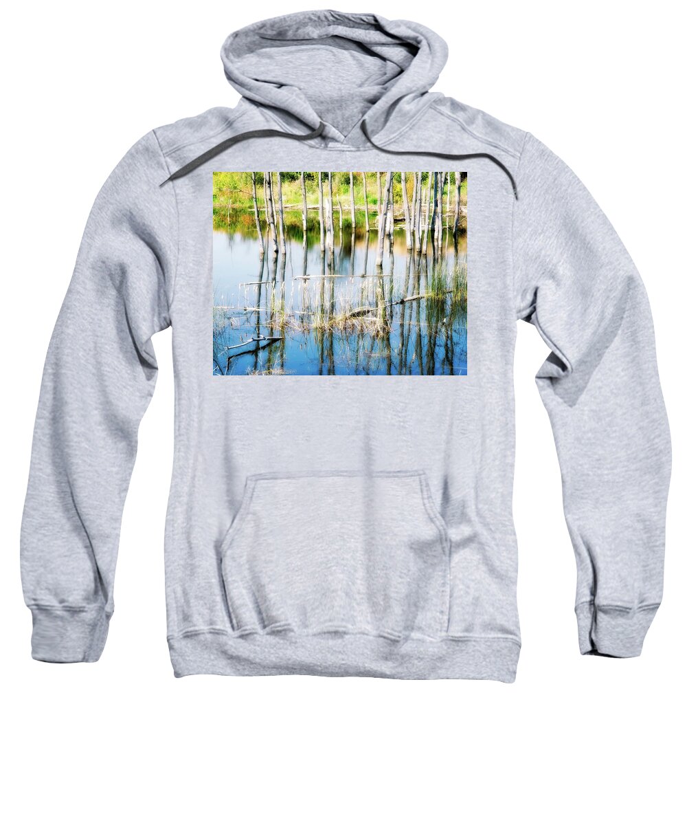 Vernon Sweatshirt featuring the photograph Reflecting Wetlands Hi-key by Allan Van Gasbeck