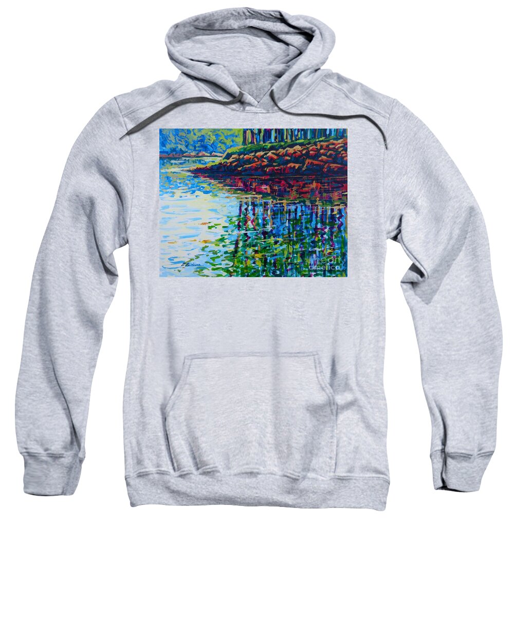 Landscape Sweatshirt featuring the painting Reflection by Enrique Zaldivar
