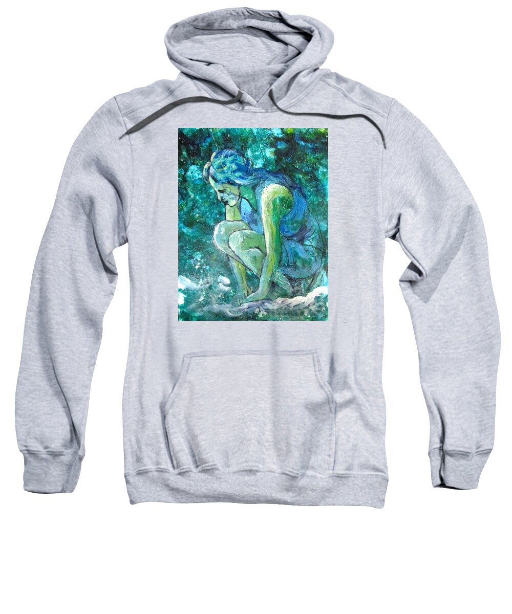 Woman Sweatshirt featuring the painting Reflection of the Sea by Barbara O'Toole