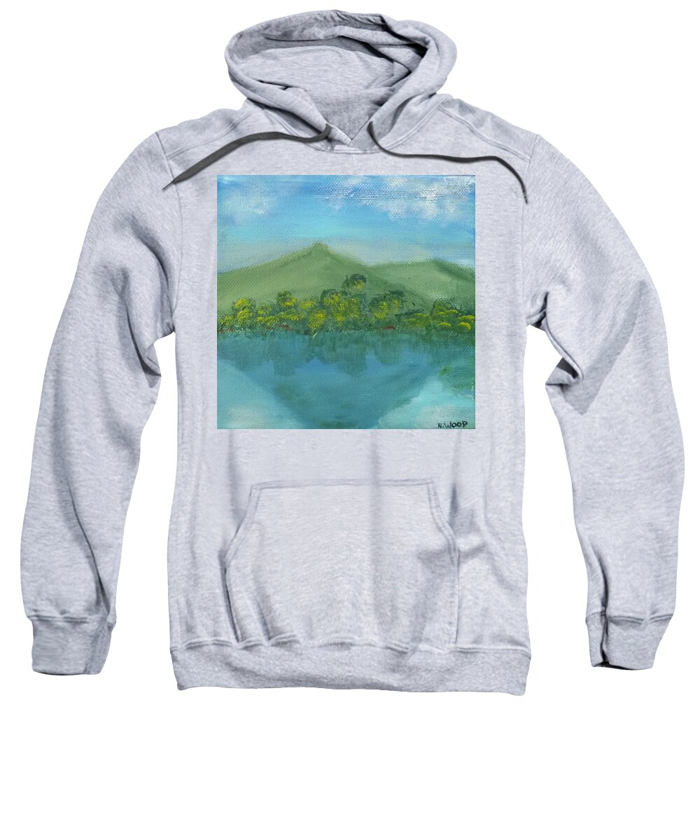 Mountain Sweatshirt featuring the painting Reflections by Nancy Sisco