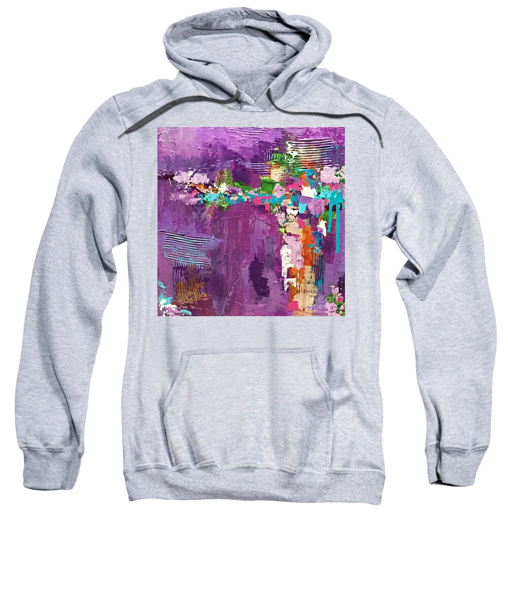 Purple Sweatshirt featuring the painting Release by Mary Mirabal