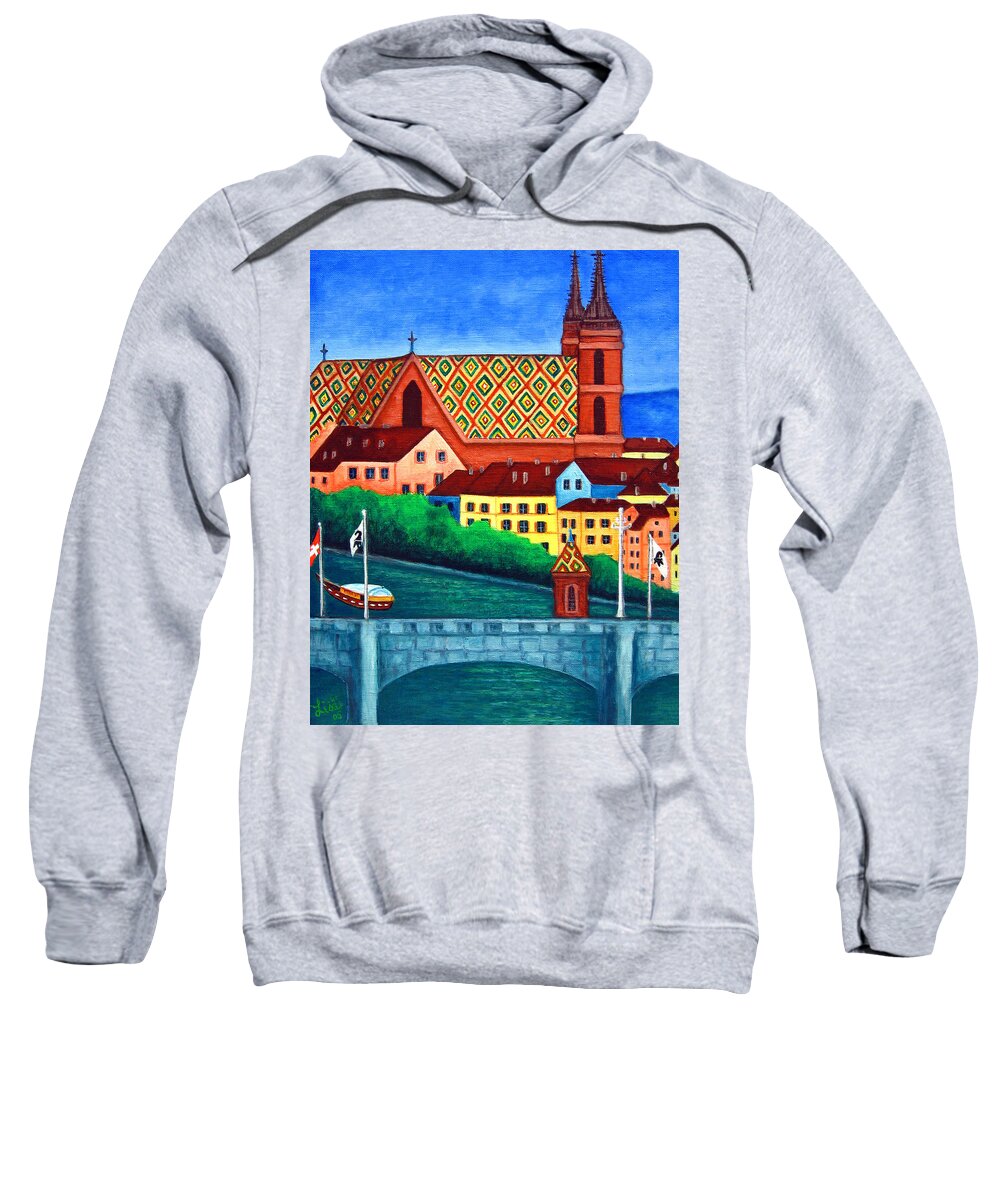 Basel Sweatshirt featuring the painting Remembering Basel by Lisa Lorenz