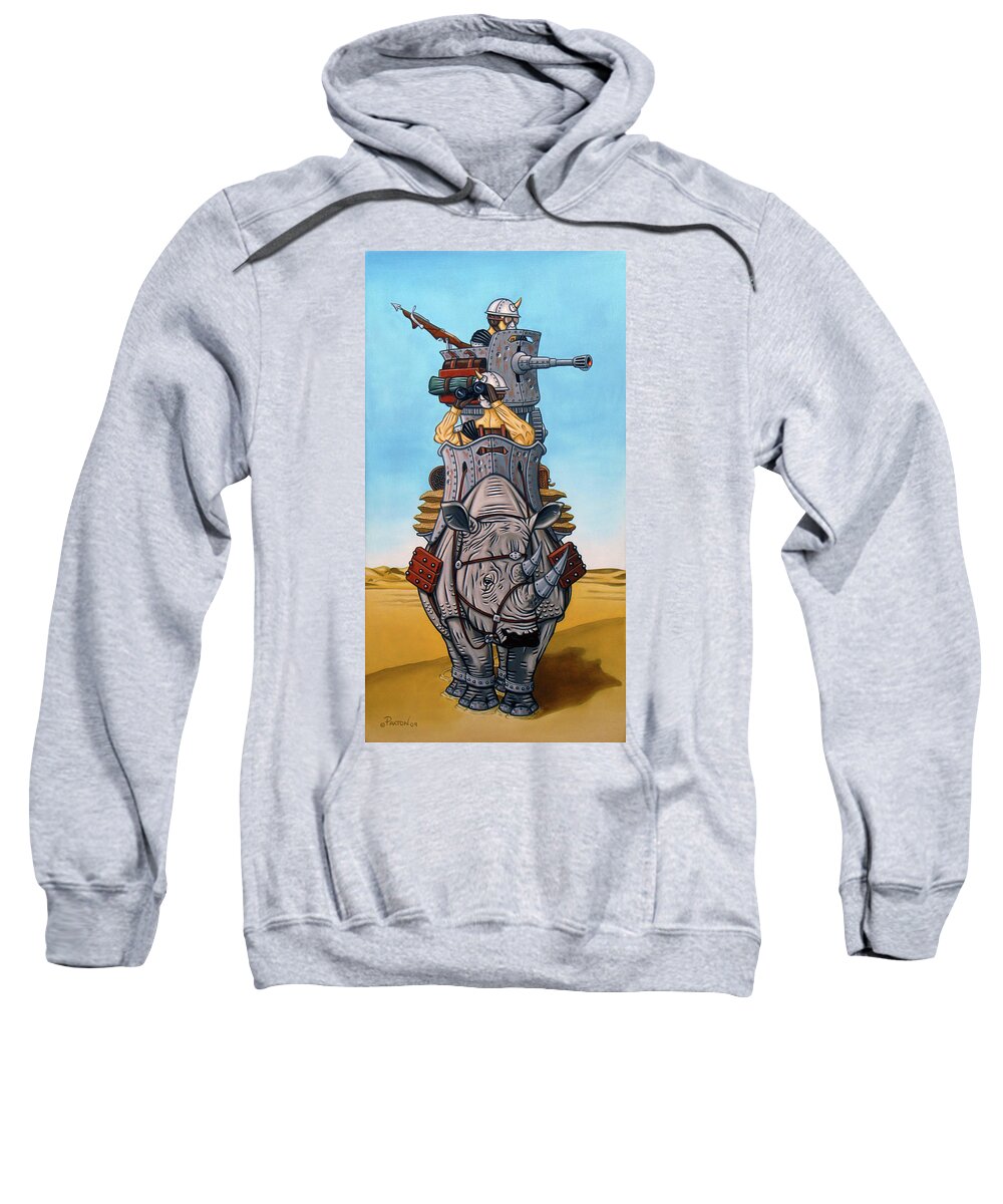  Sweatshirt featuring the painting Rhinoceros Riders by Paxton Mobley