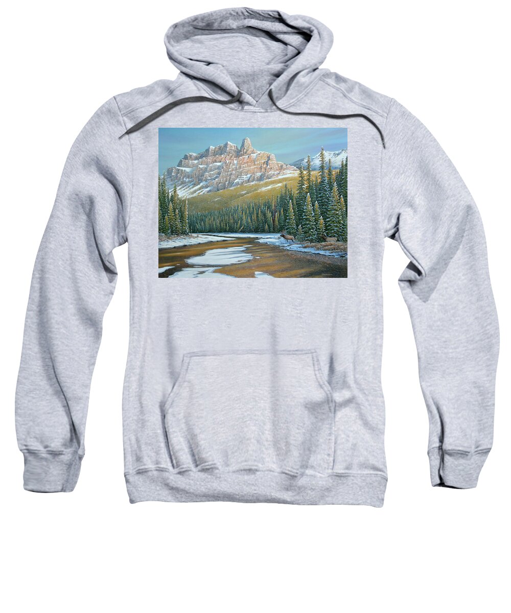 Jake Vandenbrink Sweatshirt featuring the painting Rising Over The Valley by Jake Vandenbrink