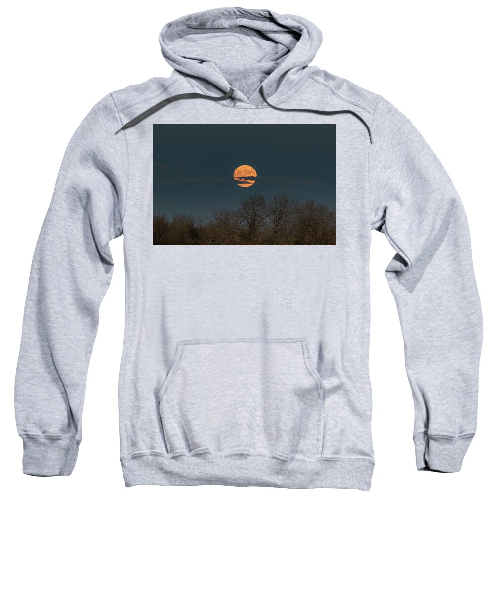 Moon Sweatshirt featuring the photograph Rising Supermoon in Colorado by Tony Hake