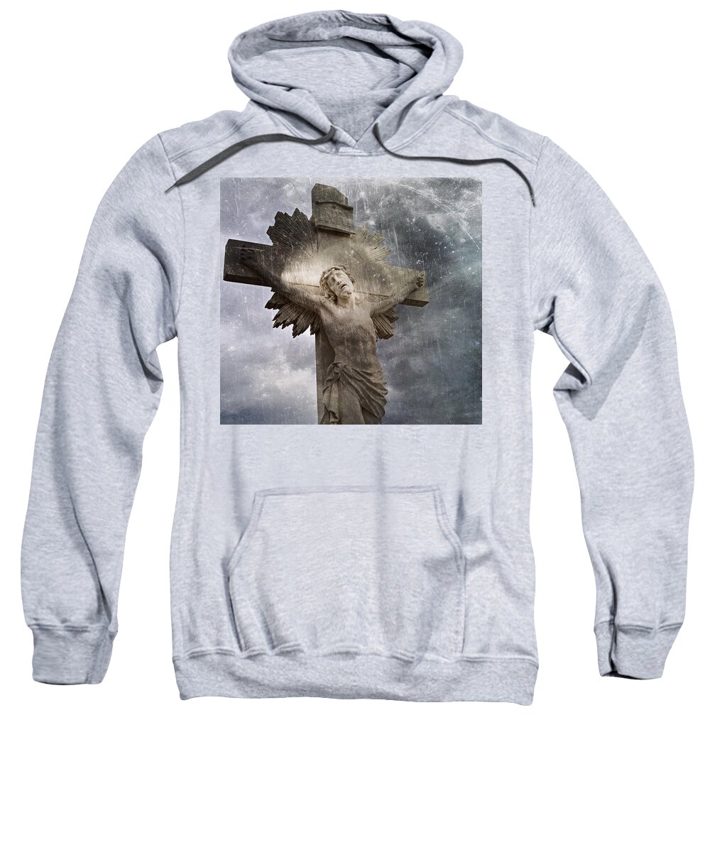 Jesus Sweatshirt featuring the photograph Riverside Cemetery Cross by Gia Marie Houck