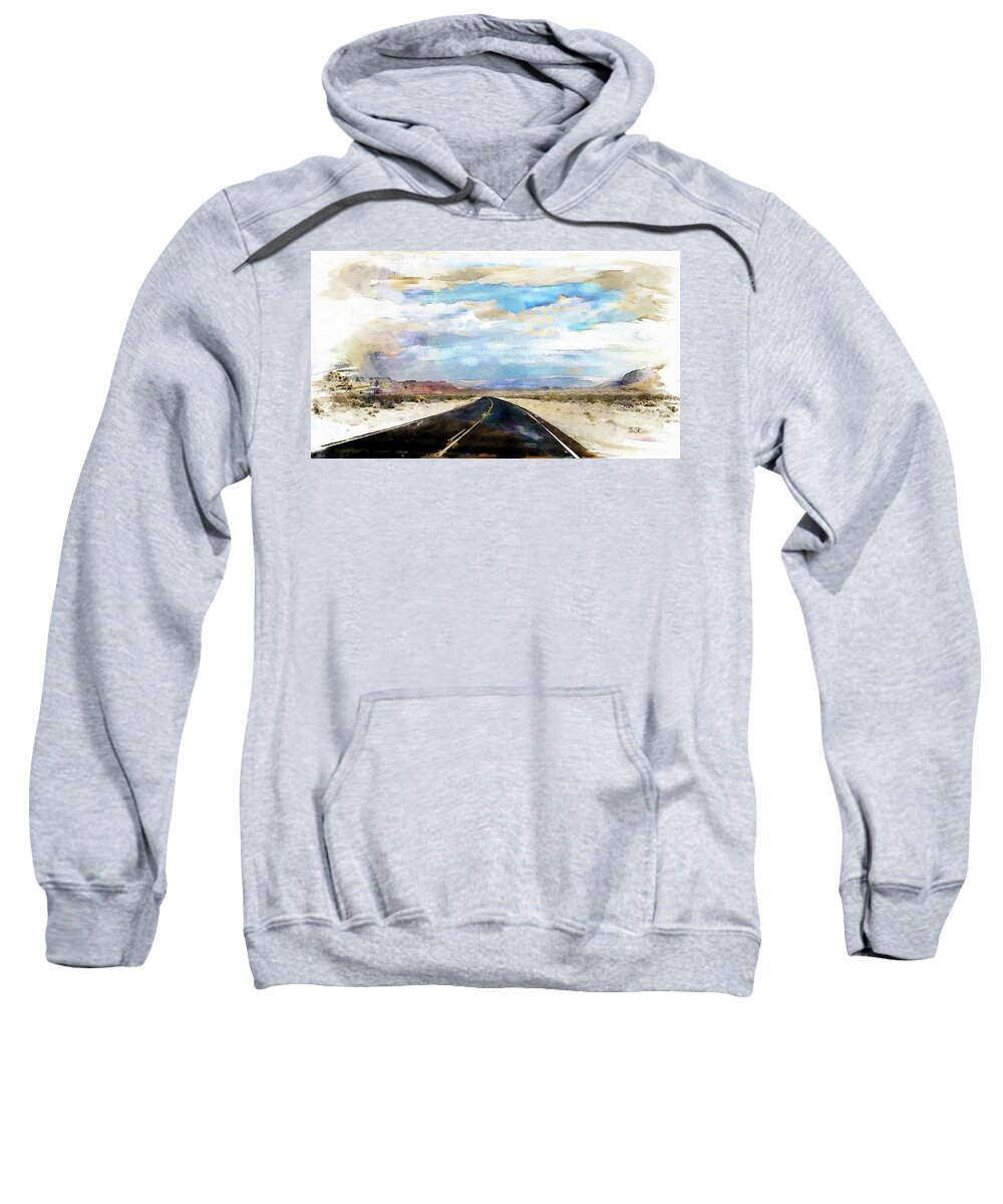 Road Sweatshirt featuring the digital art Road in the desert by Rob Smith's