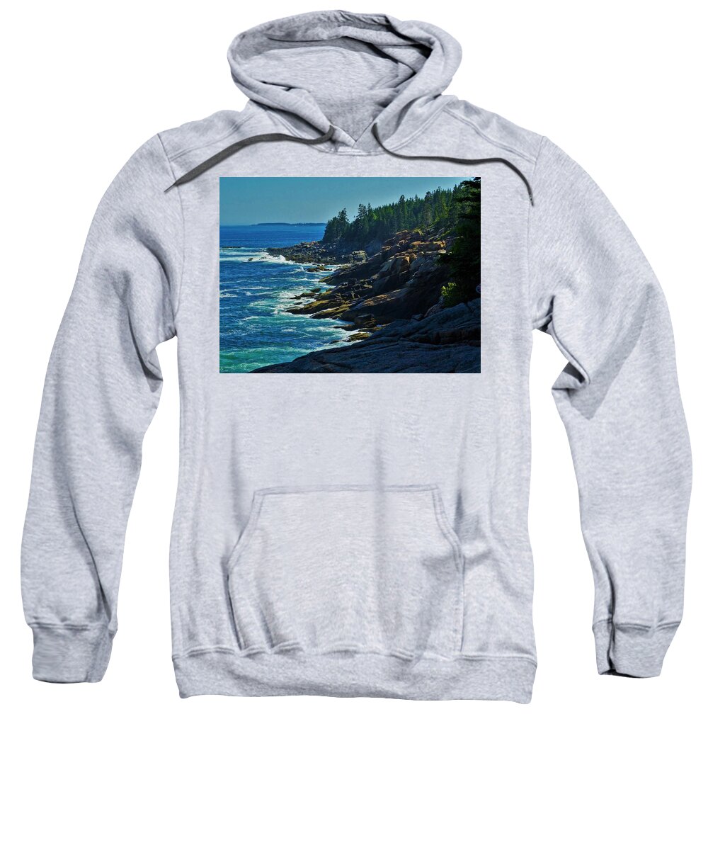 Rockport Sweatshirt featuring the photograph Rockport Shoreline by Lisa Dunn