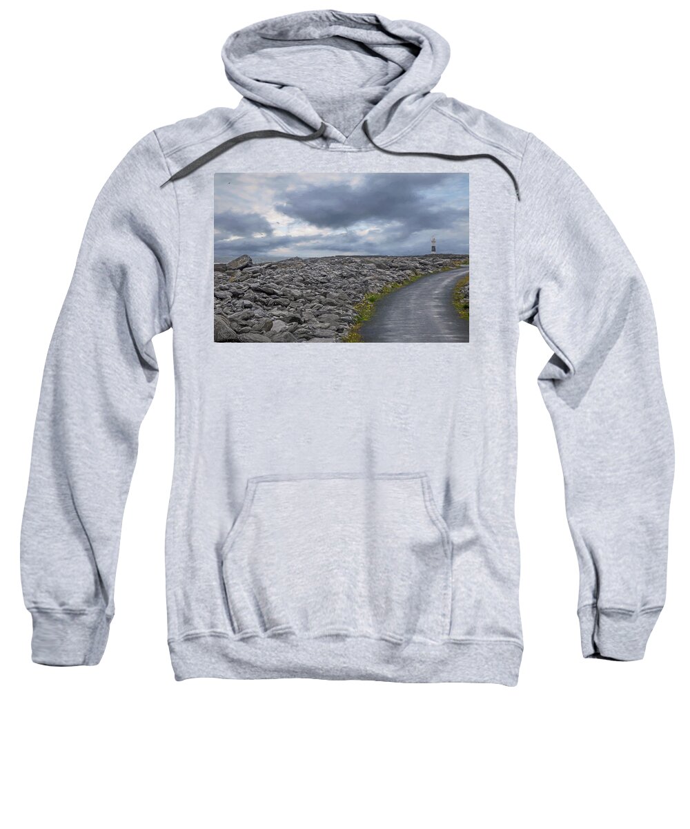 Island Sweatshirt featuring the photograph Rocky Road to the Lighthouse by Teresa Wilson