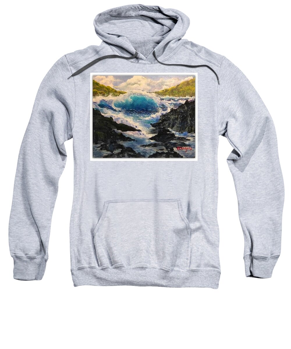 Painting Sweatshirt featuring the painting Rocky Sea by Esperanza Creeger