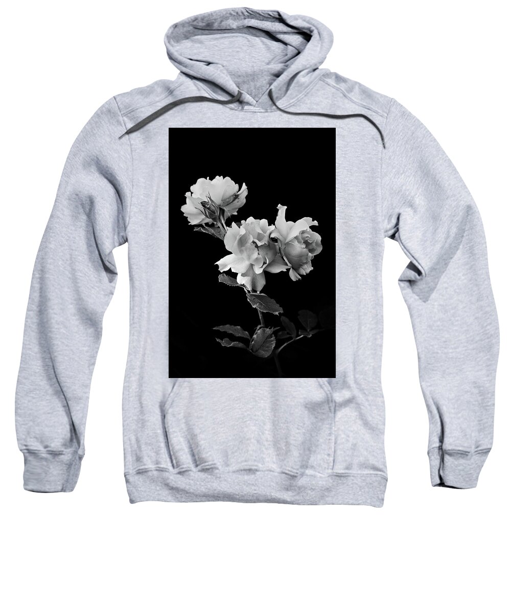 Black And White Sweatshirt featuring the photograph Roses in Black and White by David Lunde