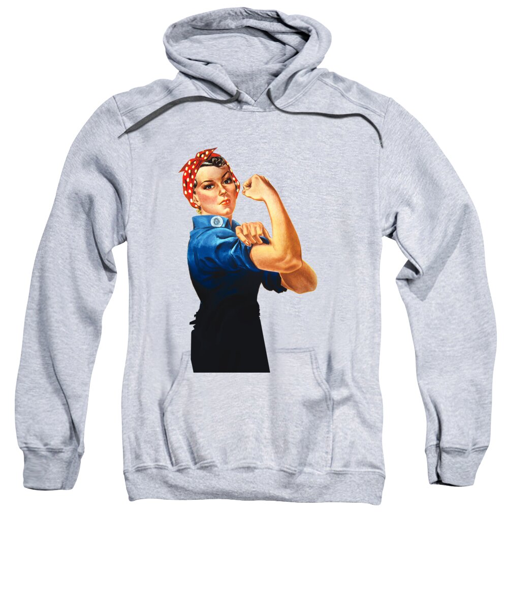 Rosie Sweatshirt featuring the digital art Rosie The Riveter Retro Style by Garaga Designs