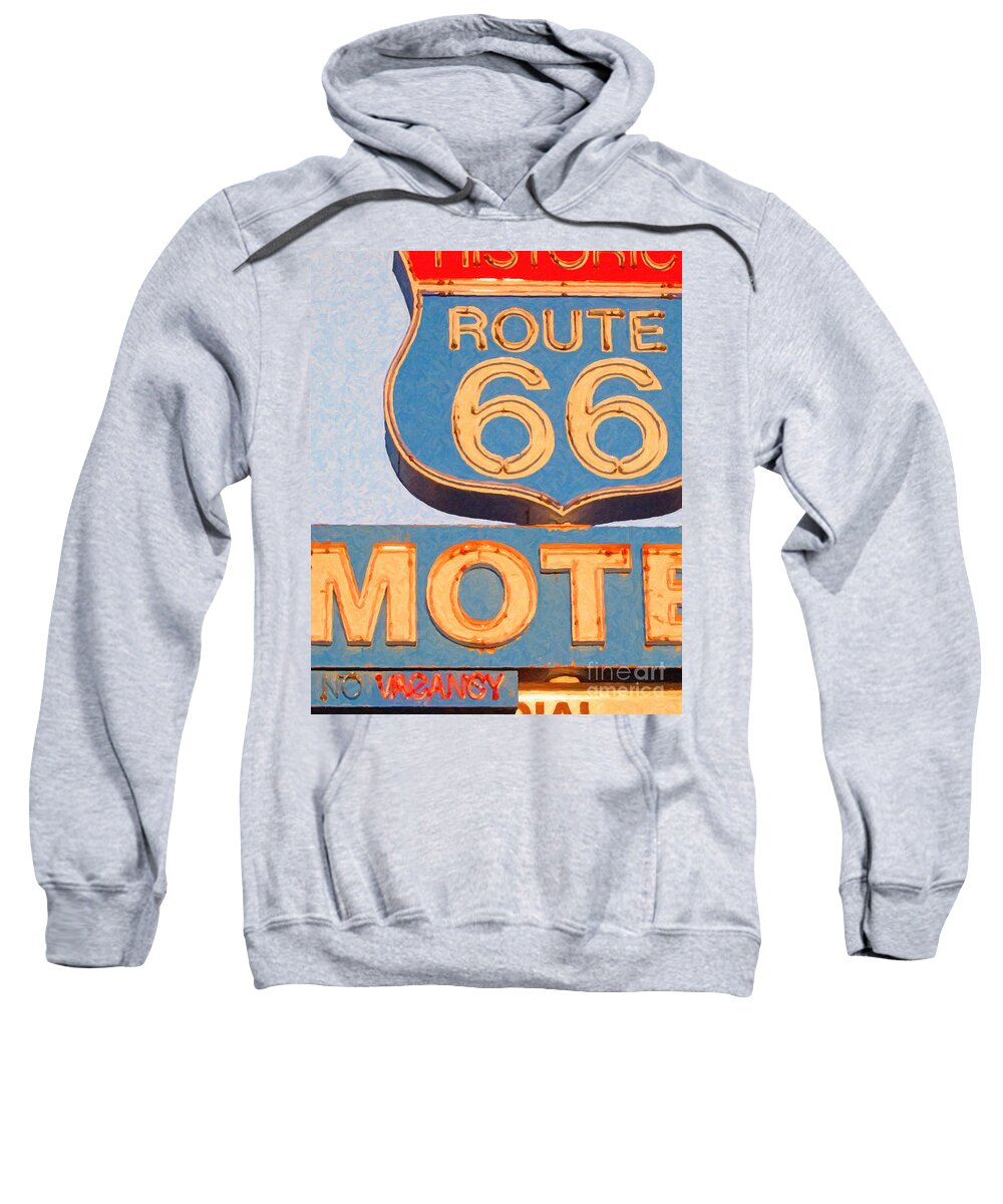 Wingsdomain Sweatshirt featuring the photograph Route 66 Motel Seligman Arizona v2 by Wingsdomain Art and Photography