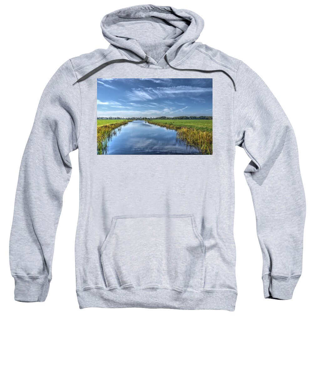 Canal Sweatshirt featuring the photograph Royal Canal and Grasslands by Frans Blok