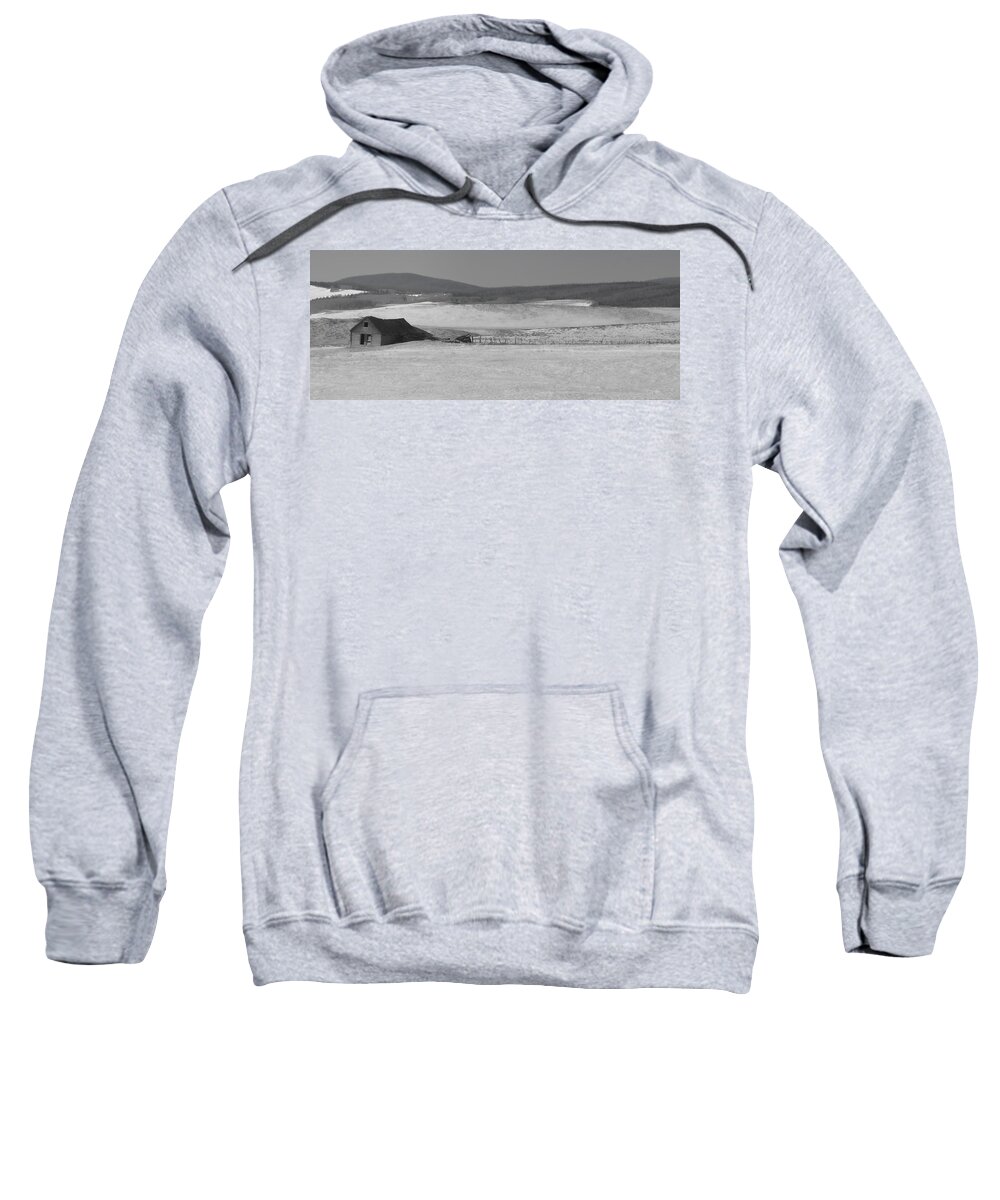 Cabin Sweatshirt featuring the photograph Rustic Cabin in the Snow by Don Schwartz