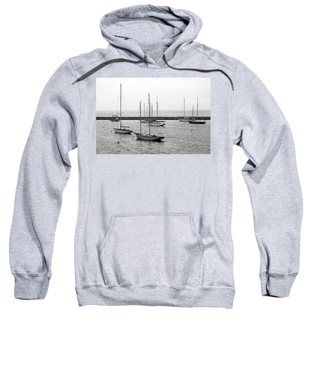 Black And White Nautical Sweatshirt featuring the photograph Sailboats, Martha's Vineyard by Brooke T Ryan