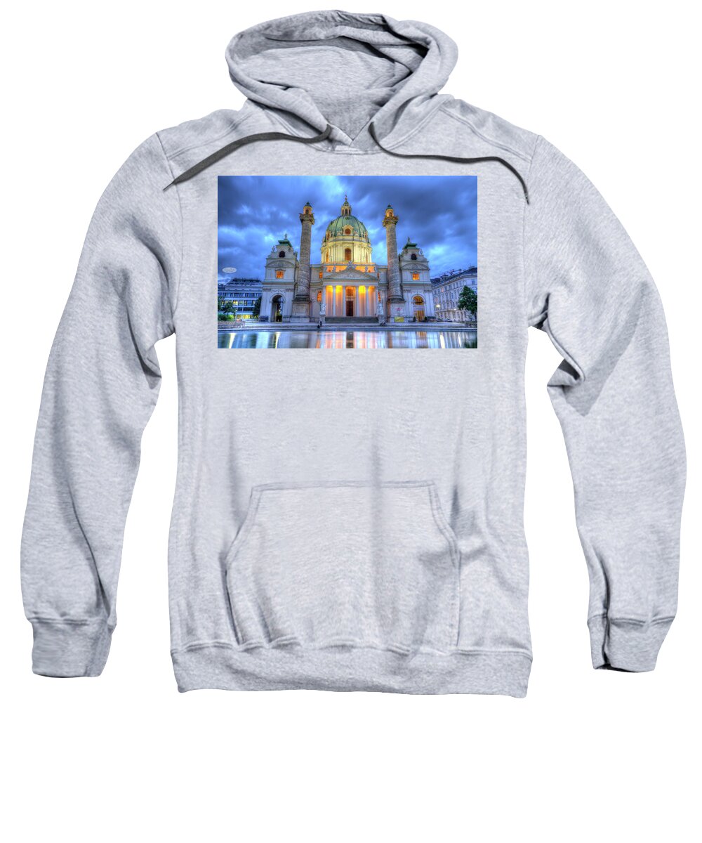 Church Sweatshirt featuring the photograph Saint Charles's Church at Karlsplatz in Vienna, Austria, HDR by Elenarts - Elena Duvernay photo