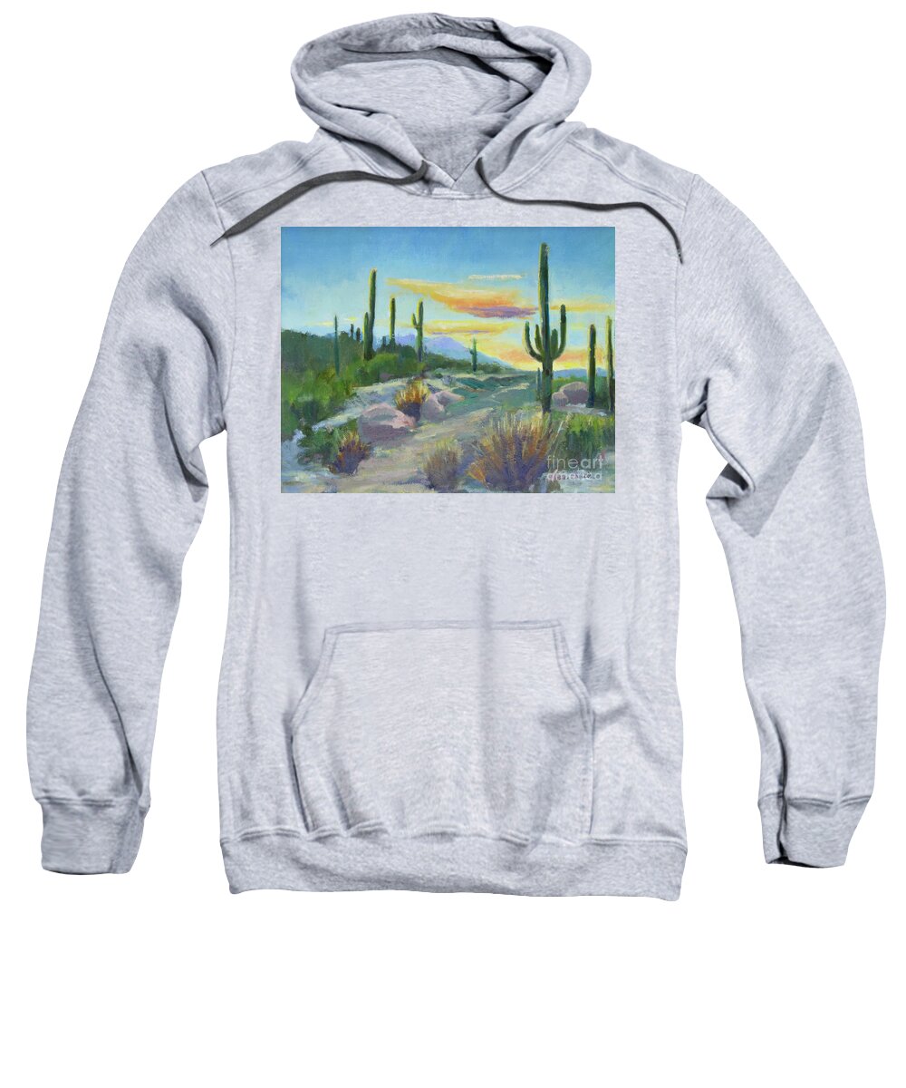 Sonoran Sun Sweatshirt featuring the painting Salutation to the Tucson Sun by Maria Hunt