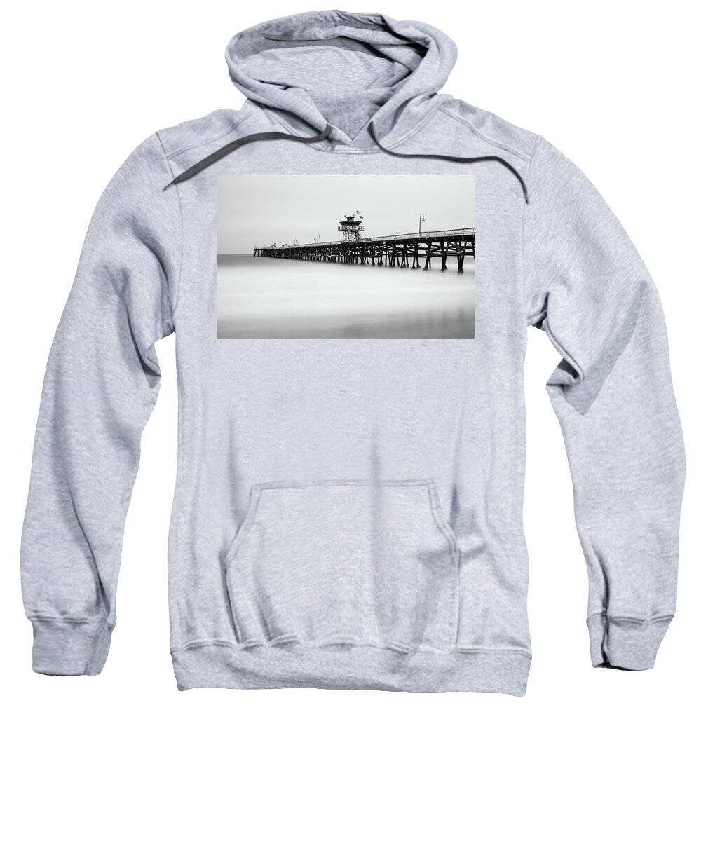 Long Exposure Sweatshirt featuring the photograph San Clemente pier by Tassanee Angiolillo