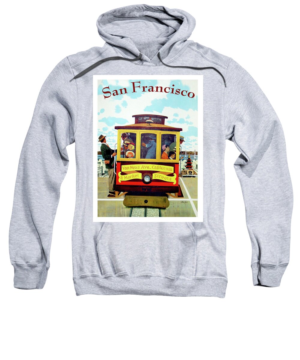 San Francisco Sweatshirt featuring the painting San Francisco street, tramway by Long Shot