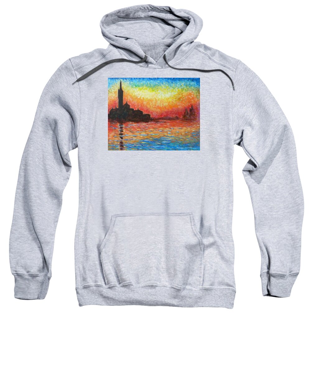 San Giorgio Maggiore Sweatshirt featuring the painting San Giorgio at Dusk by Amelie Simmons