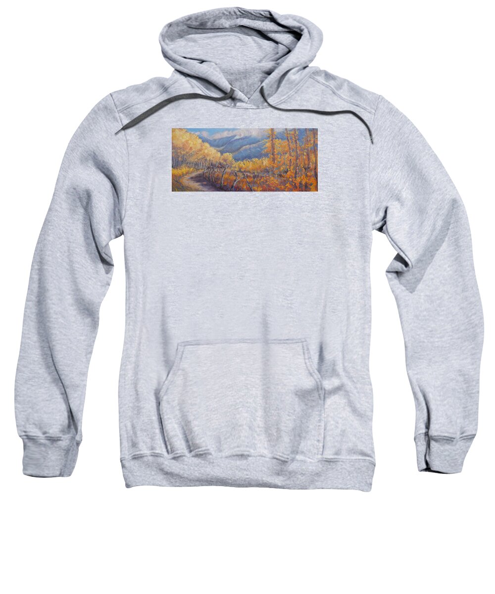 Oil On Panel Sweatshirt featuring the painting San Juan Mountain Gold by Gina Grundemann
