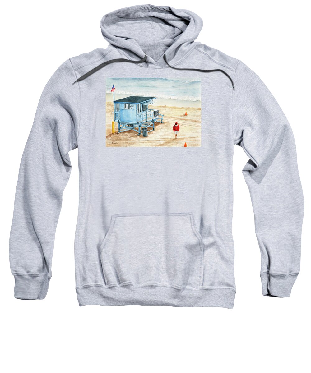 Santa On The Beach Sweatshirt featuring the painting Santa is on the Beach by Lori Taylor