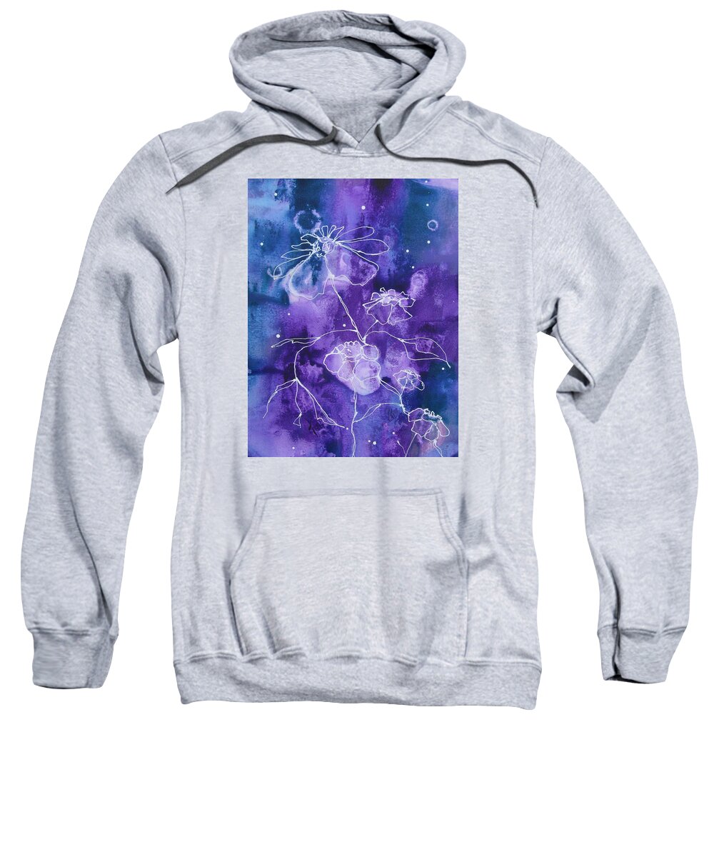 Flowers Sweatshirt featuring the painting Sassy White Flowers by Louise Adams