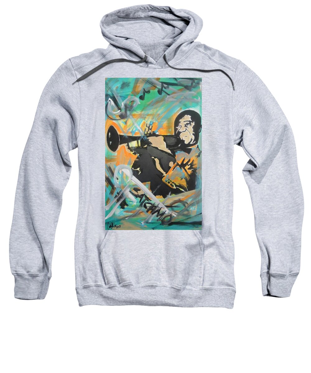 Satchmo Sweatshirt featuring the painting Satch Armstrong by Antonio Moore