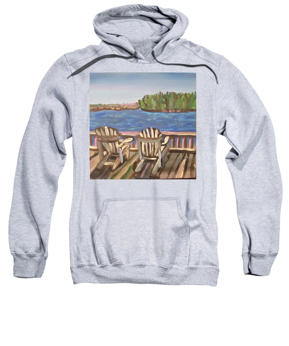 Lake Sweatshirt featuring the painting Scene from the deck by Jennylynd James