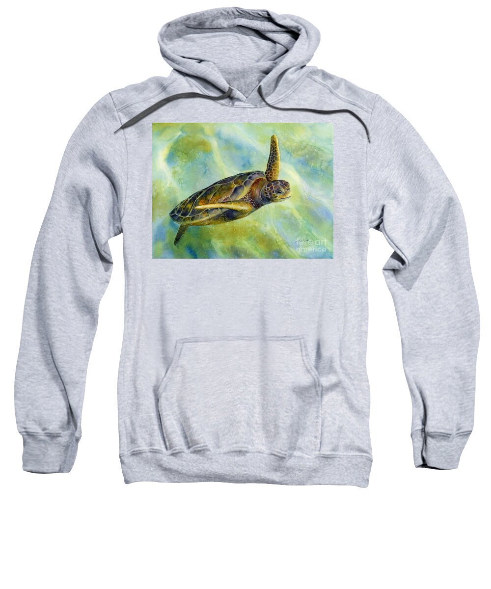 Underwater Sweatshirt featuring the painting Sea Turtle 2 by Hailey E Herrera