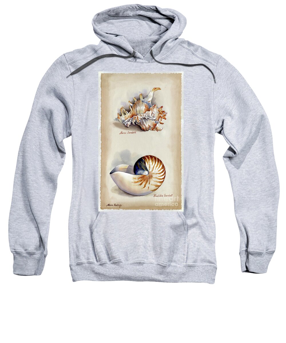 Seashells Sweatshirt featuring the photograph Seashells Murex and Nautilus by Maria Rabinky