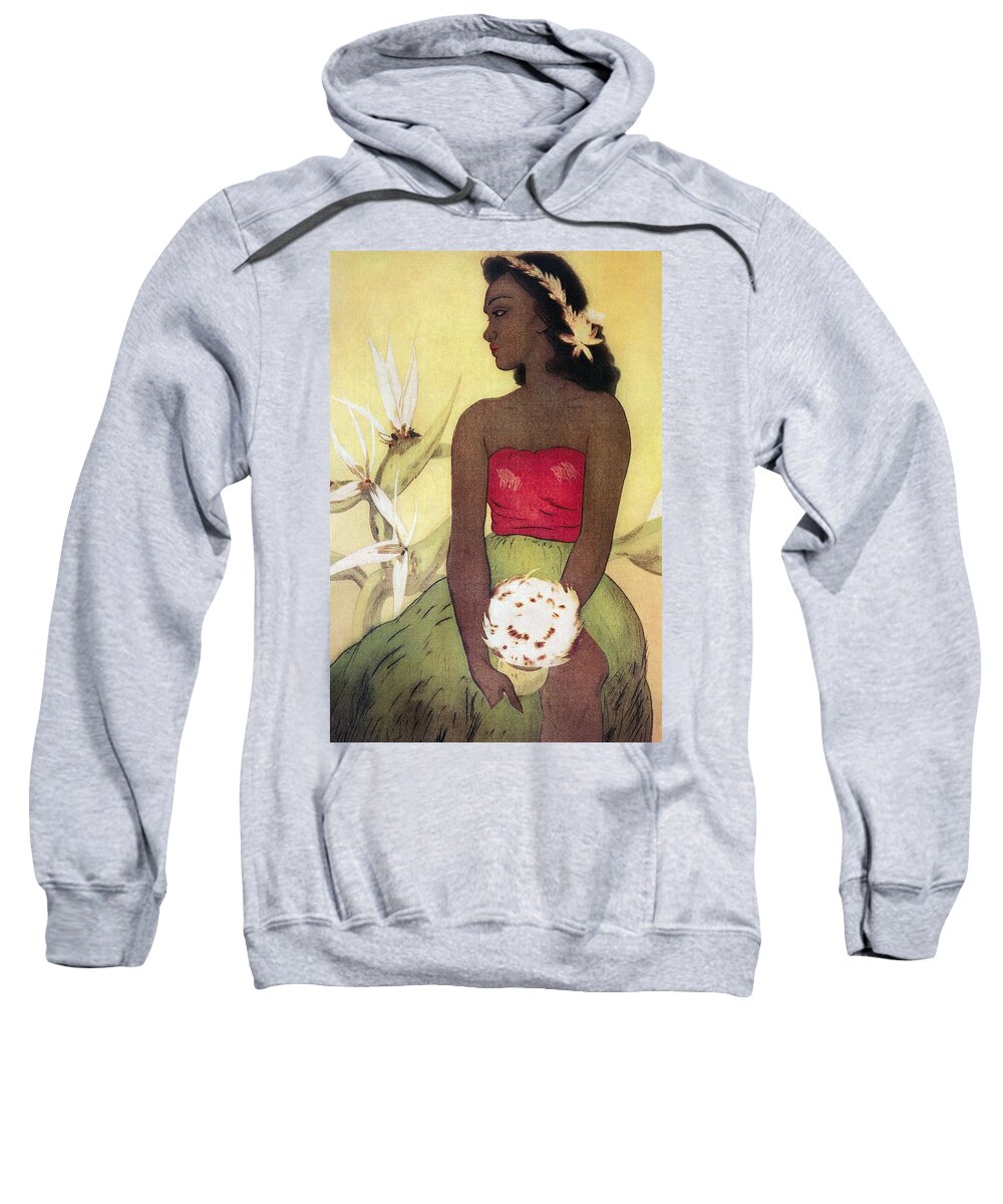 1940 Sweatshirt featuring the painting Seated Hula Dancer by Hawaiian Legacy Archives - Printscapes
