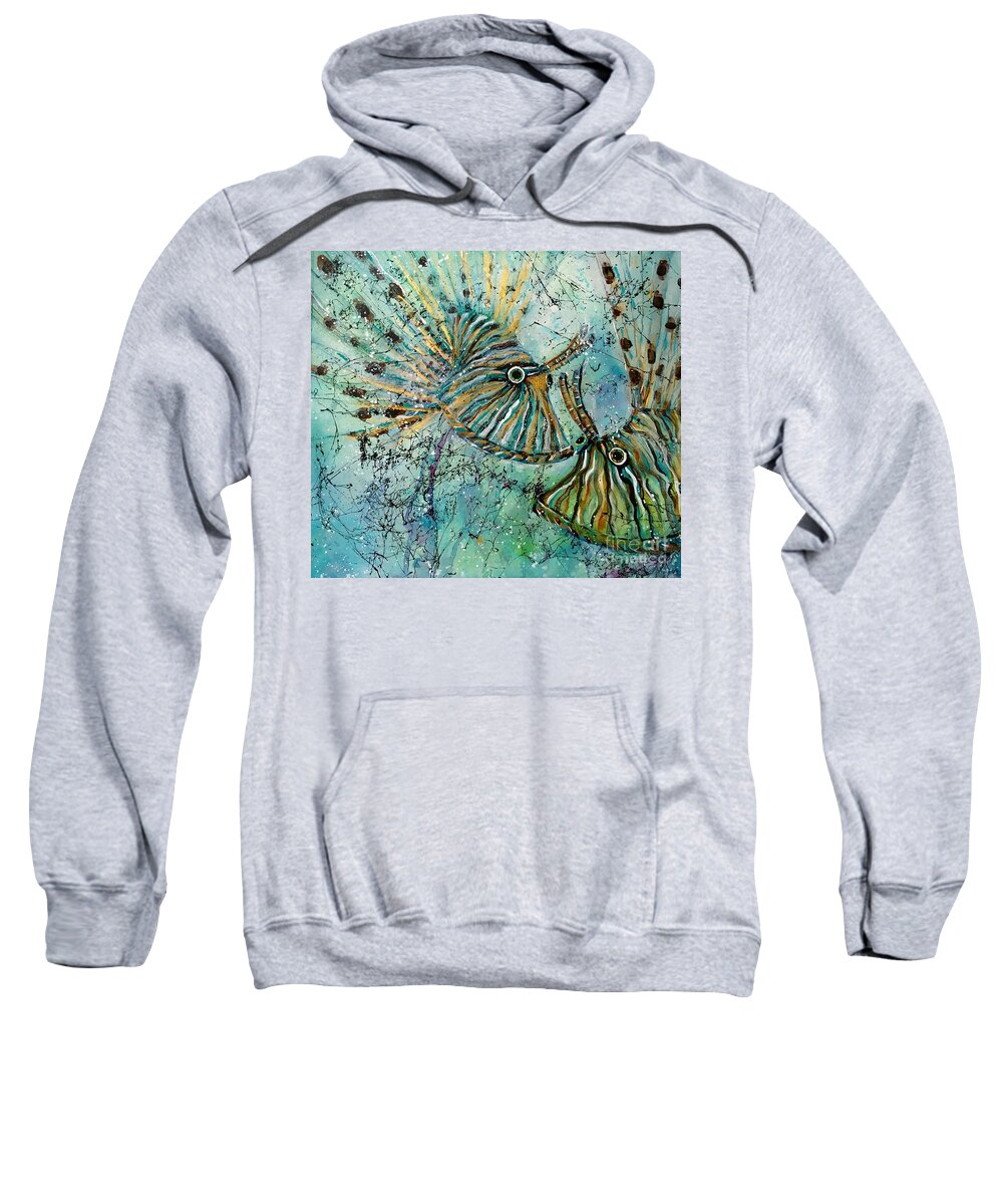 Iionfish Sweatshirt featuring the painting Seeing Eye to Eye by Midge Pippel