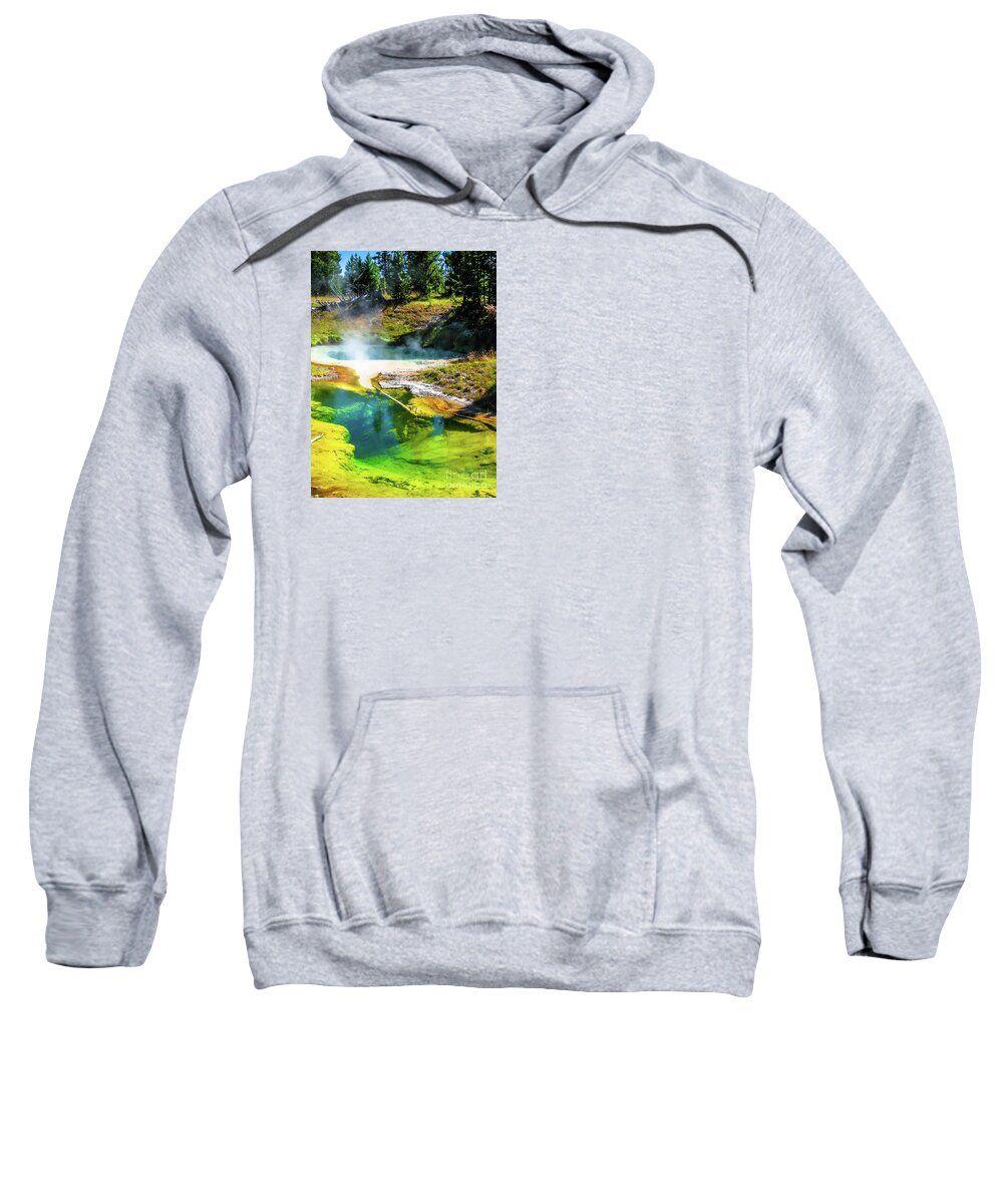 Yellowstone Sweatshirt featuring the photograph Seismograph Pool in Yellowstone by Benny Marty