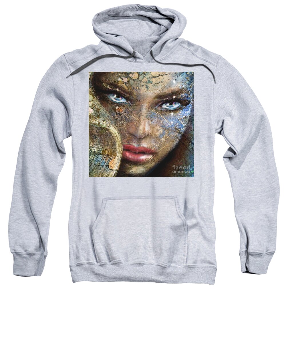 Woman Sweatshirt featuring the painting Sensual Eyes Icewater by Angie Braun