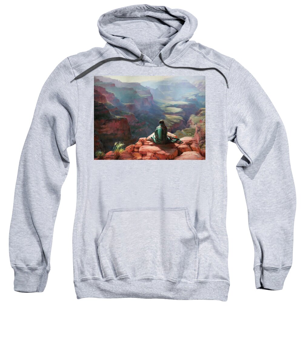 Southwest Sweatshirt featuring the painting Serenity by Steve Henderson