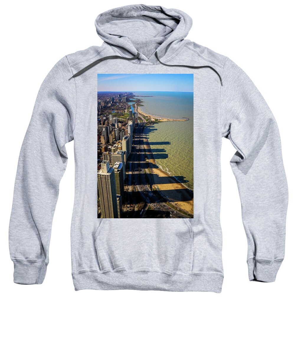 Chicago Sweatshirt featuring the photograph Shadows on Lake Shore Drive by Tony HUTSON